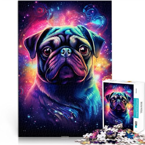 Puzzle 1000 Teile für Erwachsene Cosmic Pug Lernspiel Challenge Spielzeug Lernspiel für Geburtstag, Weihnachten 14,96 Zoll x 20,47 Zoll von SYUNFEI