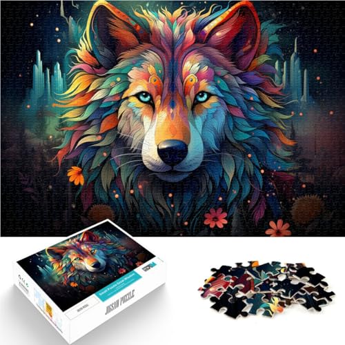 Puzzle 1000 Teile für Erwachsene Buntes Wolfskunst-Puzzle Lernspiele Lernspiel für Geburtstag, Weihnachten 14,96 Zoll x 20,47 Zoll von SYUNFEI