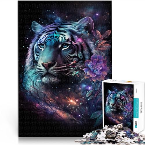 Puzzle 2000 Teile für Erwachsene, Space Tiger Flowers, Denkspiel, 27,56 x 39,37 Zoll, lustiges Geschenk für Teenager ab 14 Jahren von SYUNFEI