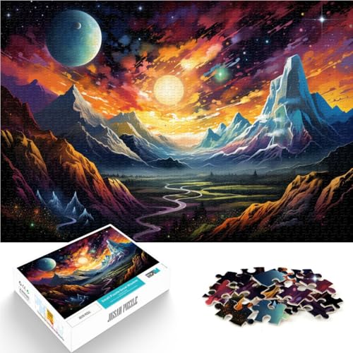 Puzzle 1000 Teile für Erwachsene, Landschaft unter dem Planeten, Spielspielzeug, Weihnachtswunschliste mit Weihnachtsmann,50x75cm, für Teenager ab 14 Jahren von SYUNFEI