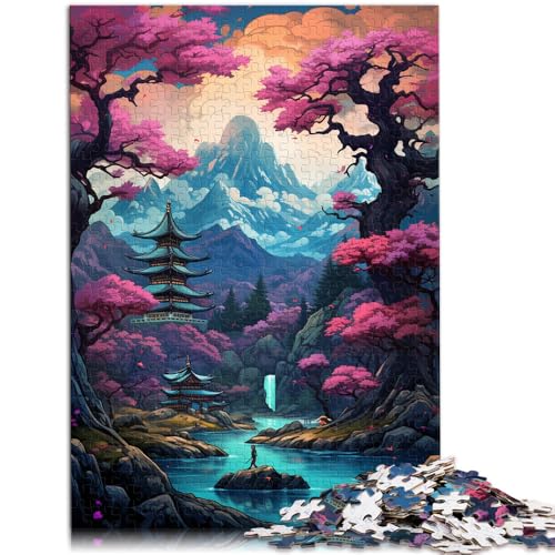 Puzzles mit Berg- und Baummalerei im asiatischen Stil, Puzzle 1000 Teile, 50 x 75 cm, Holzbrettpuzzle für Erwachsene und Kinder ab 14 Jahren, zum Zeitvertreib zu Hause von SYUNFEI
