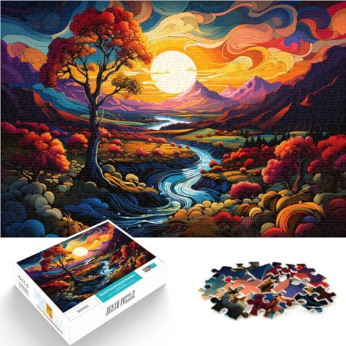1000-teiliges Puzzle für Erwachsene, farbenfrohe Flusslandschaft, Stressabbau-Spielzeug, Lernspiel für Geburtstag, Weihnachten,38x52cm von SYUNFEI