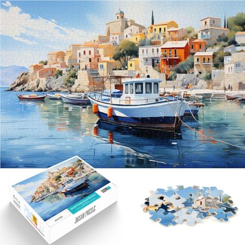 1000-teiliges Puzzle für Erwachsene, Heiliger Holzhafen, Griechenland, Lernspielzeug für die Heimdekoration,38x52cm, für Teenager ab 14 Jahren von SYUNFEI