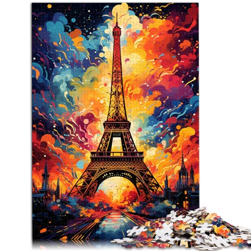 Puzzlespiele, farbenfroher, Psychedelischer Eiffelturm nach dem Regen für Erwachsene, 1000-teiliges Puzzle, Holzpuzzle, Lernpuzzle, Stressabbau-Spielzeug (50 x 75 cm) von SYUNFEI