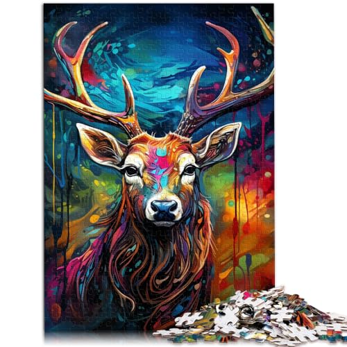 1000-teiliges Puzzle für Erwachsene, Psychedelisches Rentier-Quizspiel, Weihnachtswunschliste mit Weihnachtsmann, 26x38cm, für Jugendliche ab 14 Jahren von SYUNFEI