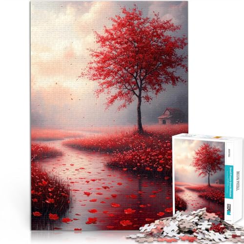 Rote Herbstlandschaft Puzzle für Erwachsene mit 1000 Teilen Lustige Spiele Wanddekoration Einzigartige Geburtstags 38x26cm von SYUNFEI