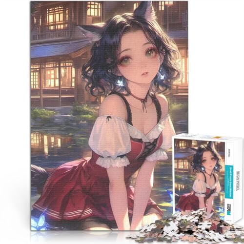 Ruhige FoxGirl-Reflexion Teenager 1000 Teile Puzzle Trainieren Sie Ihr Gehirn und Ihre Hände Geburtstagsgeschenk, Geschenke 38x26cm von SYUNFEI