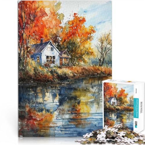 Rustikaler Herbst Puzzle für Erwachsene mit 1000 Teilen Spielzeug Lernspiele Stressabbau Geeignet für die Schreibtischdekoration 38x26cm von SYUNFEI