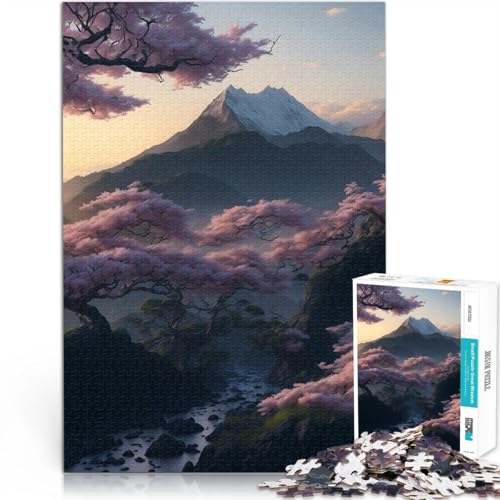Sakura-Landschaft 1000-teiliges Puzzle für Erwachsene Handgeschwindigkeitswettbewerb Lustige Aktivitäten für zu Hause, Geburtstagsgeschenk, Reisegeschenk, 38x26cm von SYUNFEI
