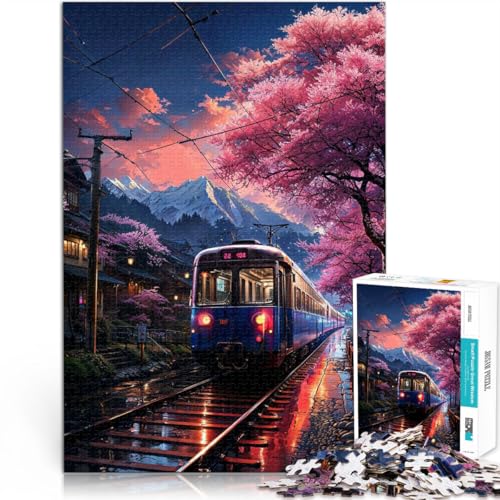 Sakura Sunset Express Puzzle für Erwachsene mit 1000 Teilen Entspannungsspiele Jedes Stück ist einzigartig – Anspruchsvolles Familienspiel 38x26cm von SYUNFEI