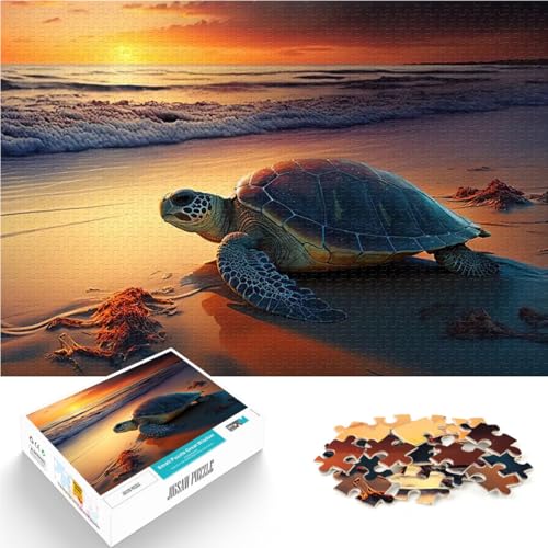 Schildkrötenstrand 1000-teilige Puzzles für Erwachsene Herausfordernd Schwierig mit vollständig ineinander greifenden, zufällig geformten Teilen 38x26cm von SYUNFEI