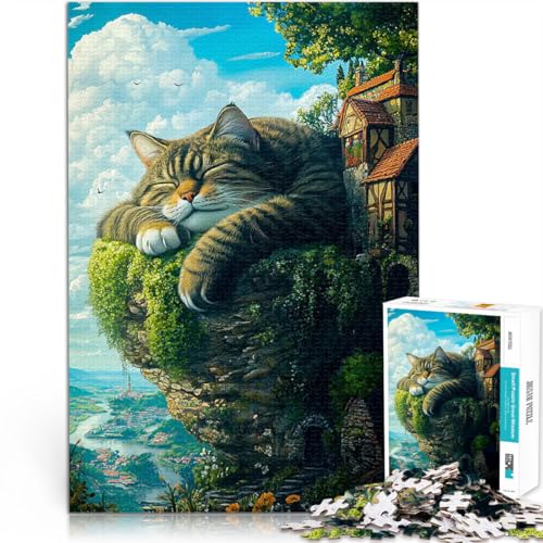 Schlafende Riesenkatze Puzzle für Erwachsene, 1000 Teile für Lernspiel-Herausforderungsspielzeug Geburtstagsgeschenk, Geschenke 38x26cm von SYUNFEI