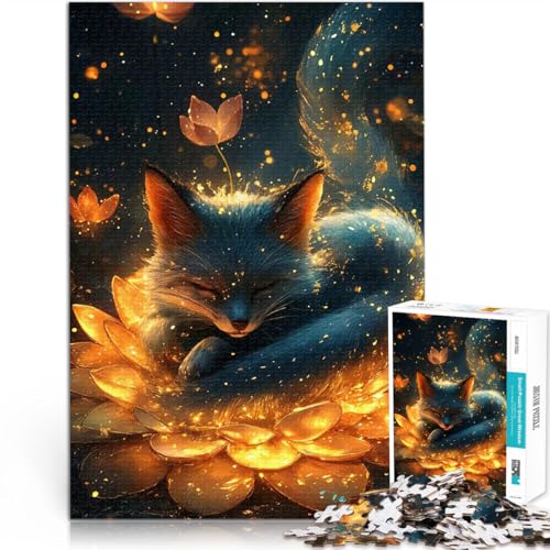 Schlafender Fuchs im goldenen Lotus 1000-teiliges Puzzle für Teenager Familienaktivität Wunschliste mit dem Weihnachtsmann 38x26cm von SYUNFEI