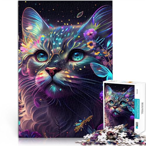 Schmetterling und Katze 2000-teilige Puzzles für Erwachsene Quizspiel Wanddekoration Einzigartige Geburtstags 70x100cm von SYUNFEI