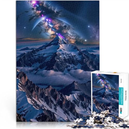 Schneebedeckter Berg unter der Milchstraße Puzzle 1000 Teile für Erwachsene Stressabbau Einzigartige Geburtstags- und Geschenkideen 38x26cm von SYUNFEI