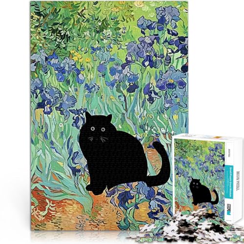 Schwarze Katze im Irisfeld Puzzle 1000 Teile für Erwachsene Denkspiel Lustige Aktivitäten für zu Hause, Geburtstagsgeschenk, Reisegeschenk, 38x26cm Schwarze Katze im Irisfeld Puzzle 1000 Teile für Erwachsene Denkspiel Lustige Aktivitäten für zu Hause, Geburtstagsgeschenk, Reisegeschenk, 38x26cm von SYUNFEI