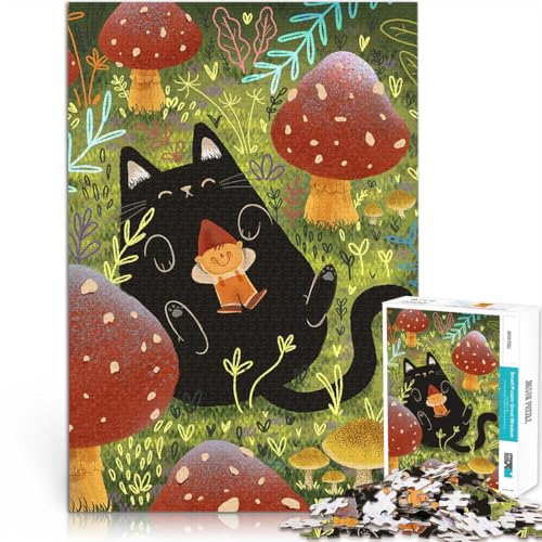 Schwarze Katze und der Elf 1000 Teenager-Teile-Puzzle Pädagogisches Spielzeug zum Stressabbau Tolle Geschenke und Spielzeuge 38x26cm von SYUNFEI
