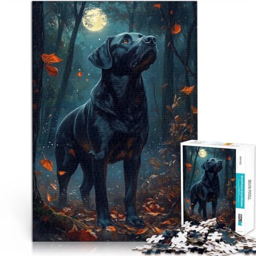 Schwarzer Hund im Mondscheinwald 2000-Teile-Puzzle für Teenager Analyse und Logik Wanddekoration Einzigartige Geburtstags 70x100cm von SYUNFEI