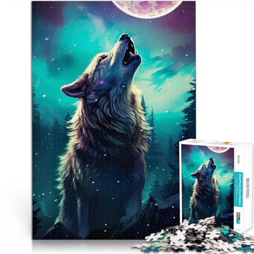 Schwarzer Wolf 1000-teiliges Puzzle für Teenager Familienspiel zum Stressabbau, schwierige Herausforderung Perfekte Dekoration 38x26cm von SYUNFEI