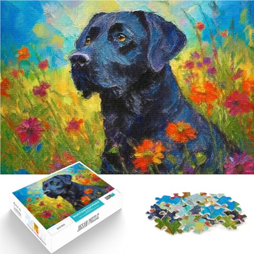 Schwarzes Labor in Blumen 2000-teilige Puzzles für Erwachsene Quizspiel mit vollständig ineinander greifenden, zufällig geformten Teilen 70x100cm von SYUNFEI