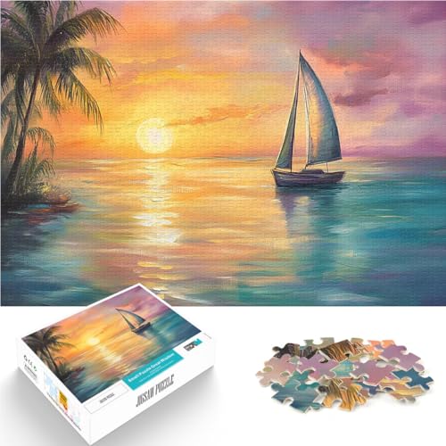 Segelboot bei Sonnenuntergang Teenager-Puzzle 1000 Teile Lernspielzeug für die ganze Familie Tolles Geschenk für Spiele 38x26cm von SYUNFEI