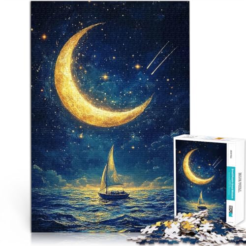 Segelboot unter Sternen und Mond 1000-teilige Puzzles für Erwachsene Stressabbau-Spielzeug Einzigartige Wohndekoration und Geschenke 38x26cm Segelboot unter Sternen und Mond 1000-teilige Puzzles für Erwachsene Stressabbau-Spielzeug Einzigartige Wohndekoration und Geschenke 38x26cm von SYUNFEI