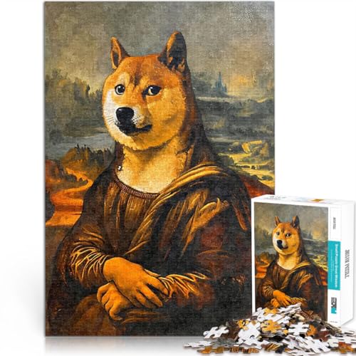 Shiba Inu Mona Lisa 1000-teilige Puzzles für Teenager Spielzeug für die ganze Familie Lustige Aktivitäten für zu Hause, Geburtstagsgeschenk, Reisegeschenk, 38x26cm von SYUNFEI