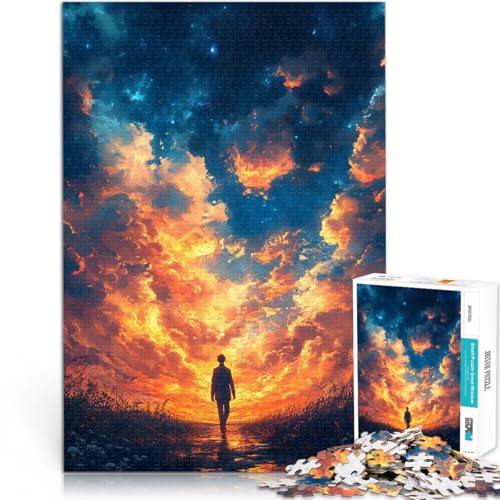 Silhouette unter Sternenhimmel 1000-teilige Puzzles für Teenager Lustige Spiele Wanddekoration Einzigartige Geburtstags 38x26cm von SYUNFEI
