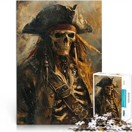 Skelett-Piratenkapitän 1000 Teenager-Teile-Puzzle Dekomprimierendes intellektuelles Lernspielzeug Geburtstagsgeschenk, Geschenke 38x26cm von SYUNFEI