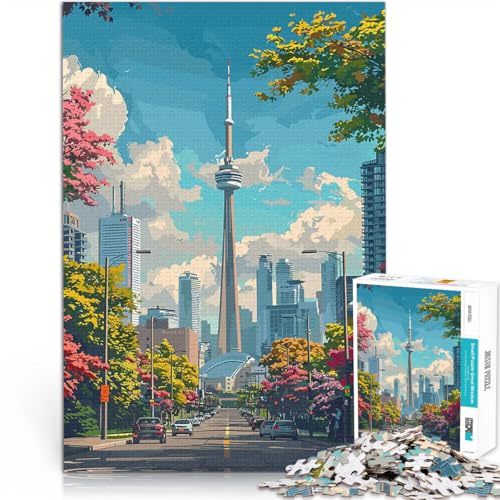 Skyline von Toronto mit CN Tower 1000-Teile-Puzzle für Teenager Quizspiel mit vollständig ineinander greifenden, zufällig geformten Teilen 38x26cm Skyline von Toronto mit CN Tower 1000-Teile-Puzzle für Teenager Quizspiel mit vollständig ineinander greifenden, zufällig geformten Teilen 38x26cm von SYUNFEI