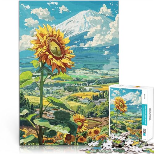 Sonnenblumen und der Fuji Puzzle für Jugendliche 1000 Teile Anspruchsvolles Spiel und Familienspaß Heimdekoration 38x26cm von SYUNFEI