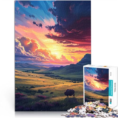 Sonnenuntergänge über EIN weites Gebiet 1000-teiliges Puzzle für Erwachsene Stressabbau-Spielzeug für Heimdekoration 38x26cm von SYUNFEI