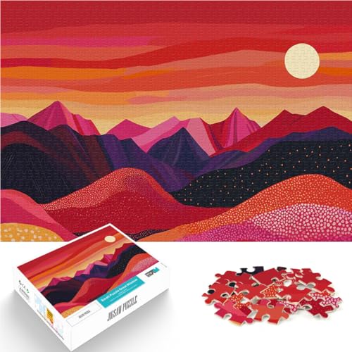 Sonnenuntergang Berglandschaft 1000-teilige Puzzles für Erwachsene Denkspiel Jedes Stück ist einzigartig – Anspruchsvolles Familienspiel 38x26cm von SYUNFEI