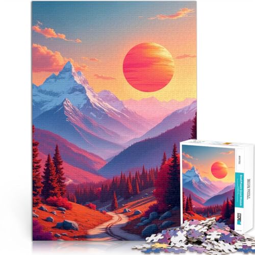 Sonnenuntergang Berglandschaft 1000-teilige Puzzles für Erwachsene Quizspiel mit vollständig ineinander greifenden, zufällig geformten Teilen 38x26cm Sonnenuntergang Berglandschaft 1000-teilige Puzzles für Erwachsene Quizspiel mit vollständig ineinander greifenden, zufällig geformten Teilen 38x26cm von SYUNFEI