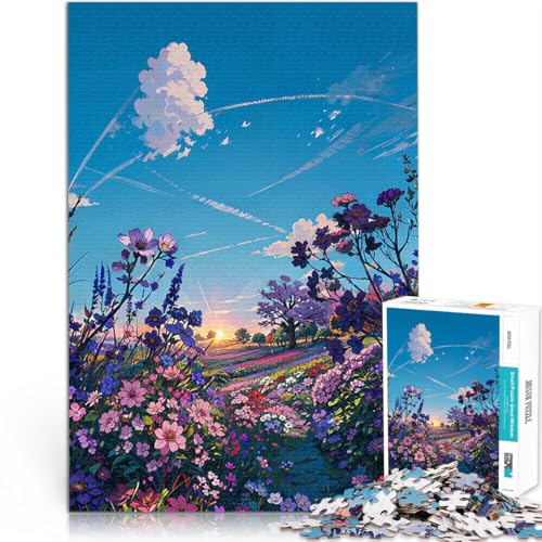 Sonnenuntergang Blumenfeld Puzzle 1000 Teile für Teenager Spielzeug-Intellektuelles Spiel Lernspiel für Geburtstag, Weihnachten 38x26cm von SYUNFEI