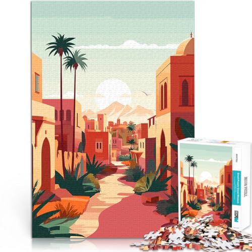 Sonnenuntergang in Marrakesch 1000-teiliges Puzzle für Teenager Präzisionsschnitt Jedes Stück ist einzigartig – Anspruchsvolles Familienspiel 38x26cm von SYUNFEI