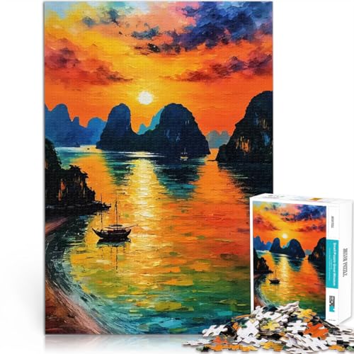 Sonnenuntergang in der Ha Long Bucht mit Segelboot Puzzle für Erwachsene 1000 Teile Quizspiel Geburtstagsgeschenk, Geschenke 38x26cm Sonnenuntergang in der Ha Long Bucht mit Segelboot Puzzle für Erwachsene 1000 Teile Quizspiel Geburtstagsgeschenk, Geschenke 38x26cm von SYUNFEI