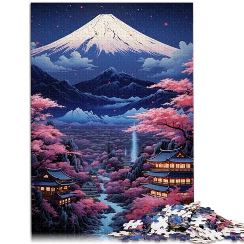 Spiel-Geschenk-Puzzle, Wunderschöne Nachtansicht des Fuji für Erwachsene, 1000-teiliges Puzzle, Lernspiele, Holzpuzzle, Puzzlespiel und Geschenkidee (50 x 75 cm) von SYUNFEI
