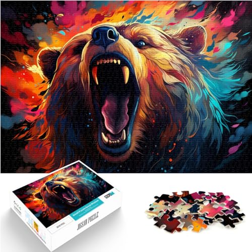 Spiel-Geschenk-Puzzle, farbenfrohes Bärengemälde, psychedelisches Puzzle für Erwachsene, 300 Puzzle-Spielzeug, Holzpuzzle, Familienpuzzle als Geschenkidee (26 x 38 cm) von SYUNFEI