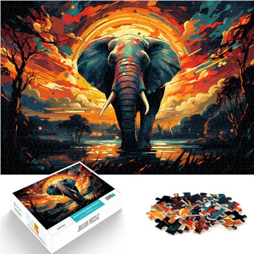 Spiel-Geschenk-Puzzle, farbenfrohes Kunst-Elefantentier, 300-teiliges Puzzle-Spiel, Holz-Puzzle, Lernpuzzle, einzigartige Heimdekoration und Geschenke (26 x 38 cm) von SYUNFEI