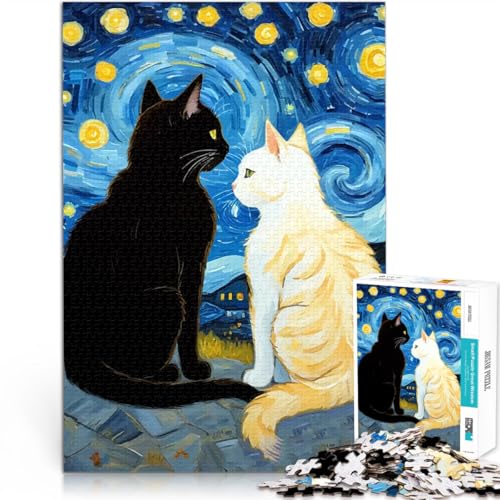 Sternennacht Romantische Schwarze und weiße Katze 1000-teiliges Puzzle für Teenager Denkspiel Verbessern Sie das Gedächtnis 38x26cm Sternennacht Romantische Schwarze und weiße Katze 1000-teiliges Puzzle für Teenager Denkspiel Verbessern Sie das Gedächtnis 38x26cm von SYUNFEI