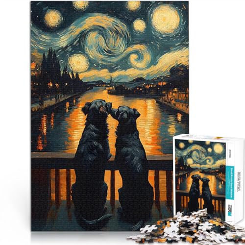 Sternennacht und EIN Paar Hunde 1000-teiliges Puzzle für Erwachsene Stressabbau-Spielzeug Angebot als Geschenk für die ganze Familie 38x26cm von SYUNFEI
