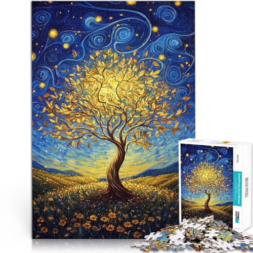 Sternennachtbaum Teenager 1000-teiliges Puzzle Gehirnintelligenz-Herausforderung süchtig machendes Spielzeug Kunstwerk Geschenk 38x26cm von SYUNFEI