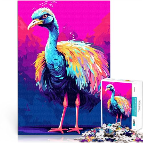 Strauß Vogel Pop Art 1000-teilige Puzzles für Erwachsene Stressabbau Schwierige Herausforderung Geburtstagsgeschenk, Geschenke 38x26cm von SYUNFEI