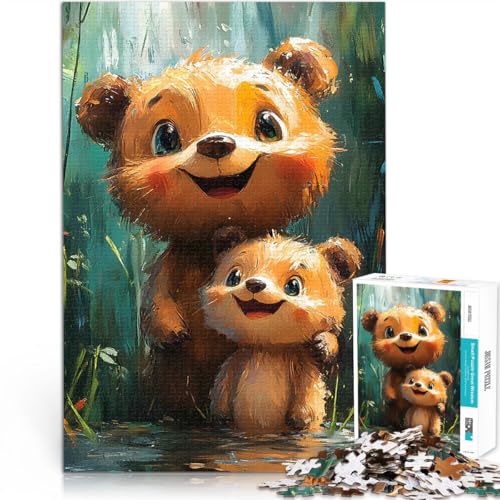 Süße Bärenfamilie Puzzle für Erwachsene 1000 Teile Stressabbau – Staycation – Zeit totschlagen Eltern-Kind-Interaktion 38x26cm von SYUNFEI
