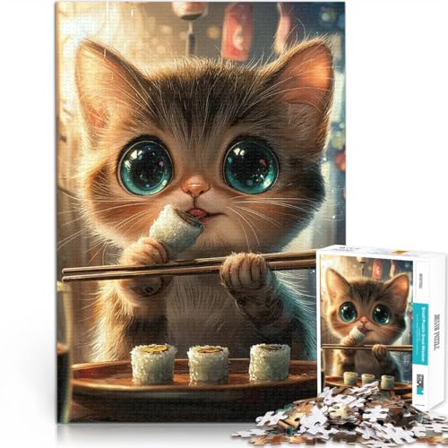 Süße Katze isst Sushi Teenager-Puzzles 2000 Teile Geschenke zum Suchbegriff: Herausfordernde Spiele Geburtstagsgeschenk 70x100cm von SYUNFEI