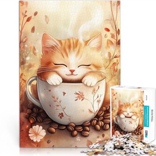 Süßes Kätzchen in Kaffeetasse Puzzle für Erwachsene, 2000 Teile Lernspielzeug Wanddekoration Einzigartige Geburtstags 70x100cm von SYUNFEI