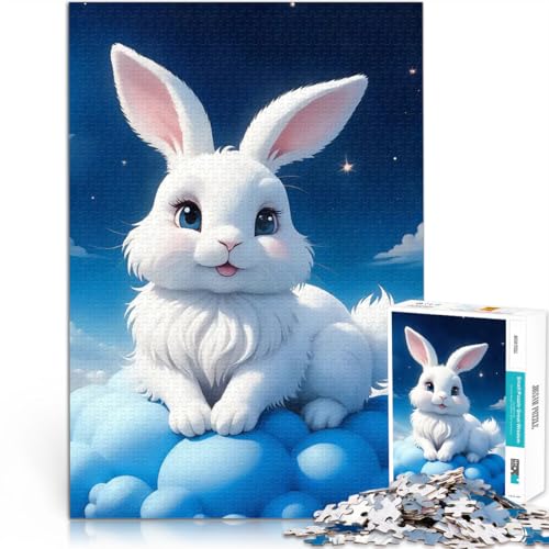 Süßes weißes Häschen auf Wolken 1000-Teile-Puzzle für Teenager Quizspiel mit vollständig ineinander greifenden, zufällig geformten Teilen 38x26cm Süßes weißes Häschen auf Wolken 1000-Teile-Puzzle für Teenager Quizspiel mit vollständig ineinander greifenden, zufällig geformten Teilen 38x26cm von SYUNFEI