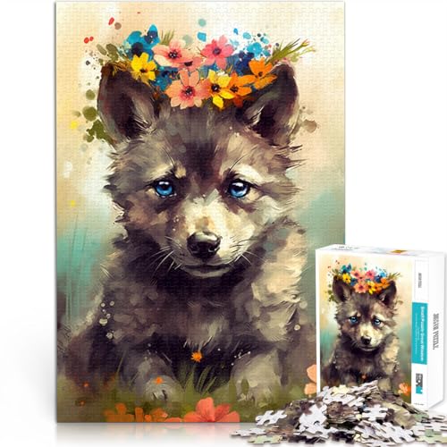 Puzzle für Erwachsene, 1000 Teile, Wolfsbaby, Spielzeug, Lernspiele, Stressabbau, Lernspiel für Geburtstag, Weihnachten,38x52cm von SYUNFEI