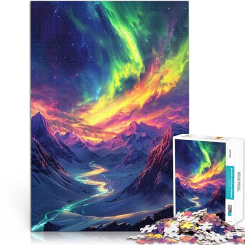 Puzzle für Erwachsene, 1000 Teile, Mountain Aurora, Präzisionsschnitt-Puzzle, Geburtstagsgeschenk, Geschenke, Wandkunst, 14,96 x 20,47 Zoll, für 14-Jährige von SYUNFEI